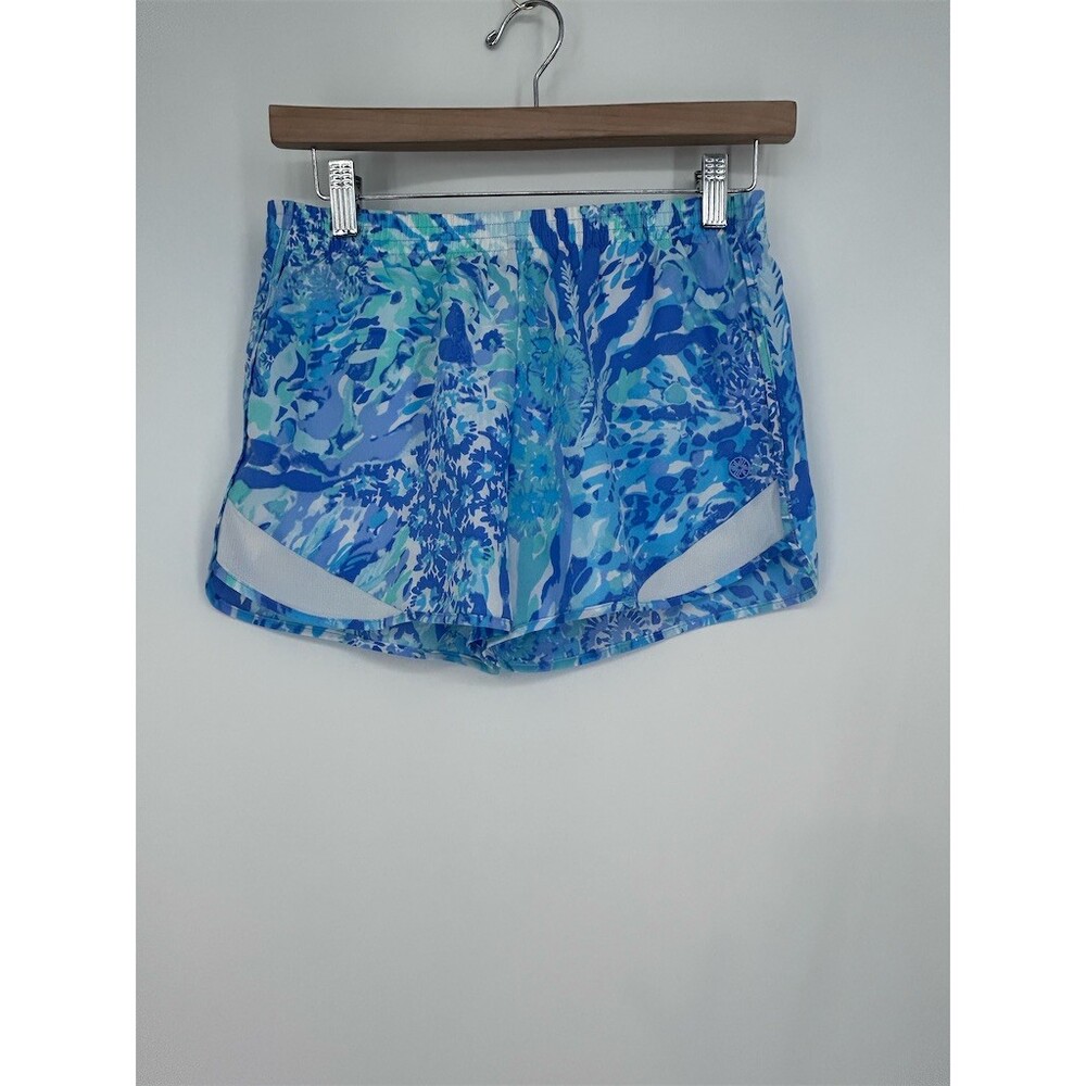 Lilly Pulitzer Luxletic Ocean Trail Shorts Blue Haven Preppy Athleisure, XS - Picture 2 of 7